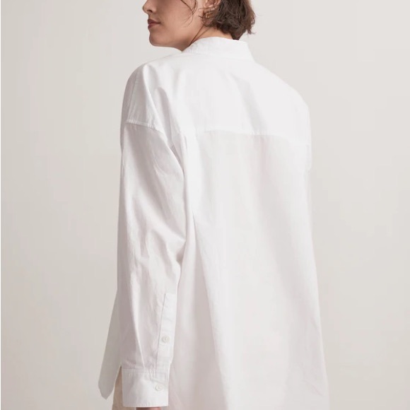 Madewell Signature Poplin Oversized Shirt, white button up blouse, M - Picture 9 of 9